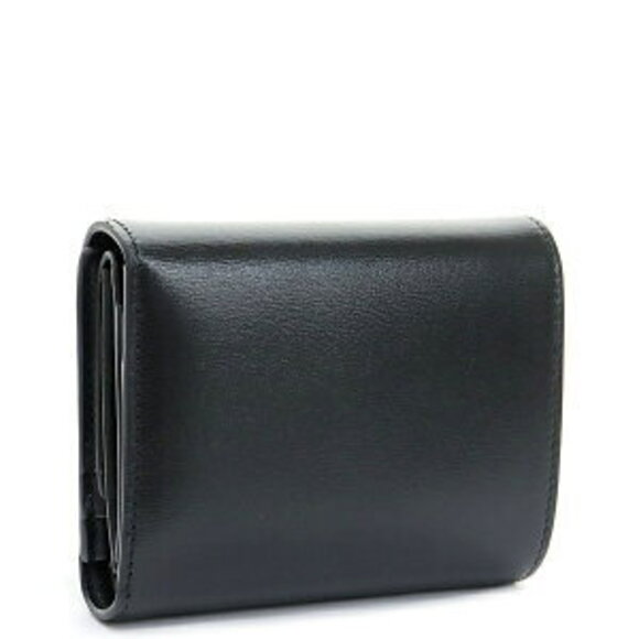 Celine Triomphe Compact Wallet Black Satined Calfskin G - Picture 2 of 7